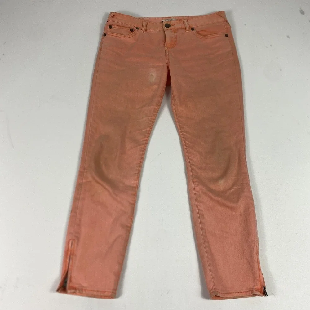 Free People Jeans Womens 29 Pink Ankle Zip Skinny Stretch Denim Casual‎